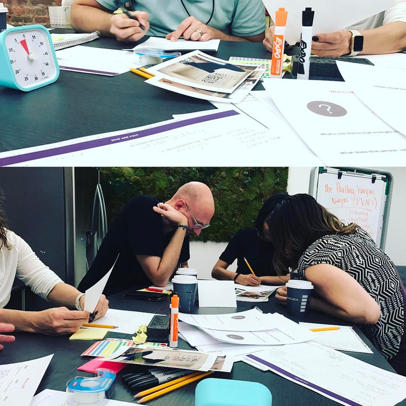 Doing some (canned) user research with my team. Ben and Kristine (top), Kristine, Me, Sonali and Maria (bottom)